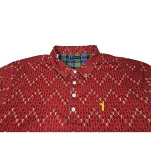 William Murray Polo Shirt Beer Glasses Pattern Men's XXL Red Golf Performance
